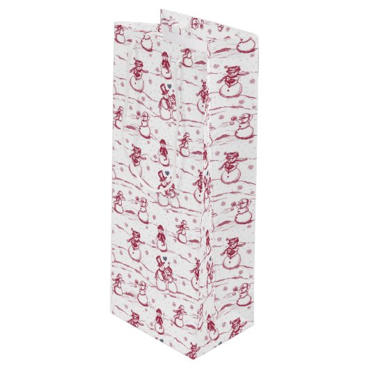 Snowman parade toilet - rood wijn cadeautas (Voorkant Gekanteld)