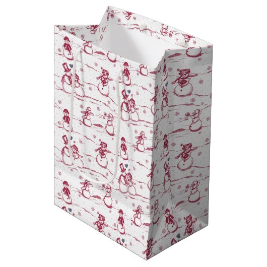 Snowman parade werktuig | rode medium Gift Bag Cadeauzakje (Voorkant Gekanteld)