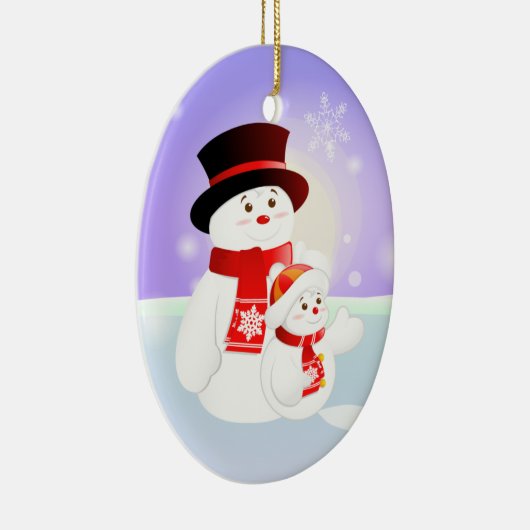 Snowman Parent & Child Keramisch Ornament (Rechts)