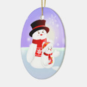 Snowman Parent & Child Keramisch Ornament (Links)