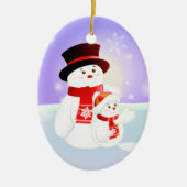 Snowman Parent & Child Keramisch Ornament (Voorkant)