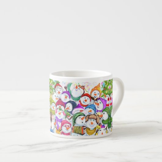 Snowman Party Kerst Espresso Cup Kop (Voorkant rechts)