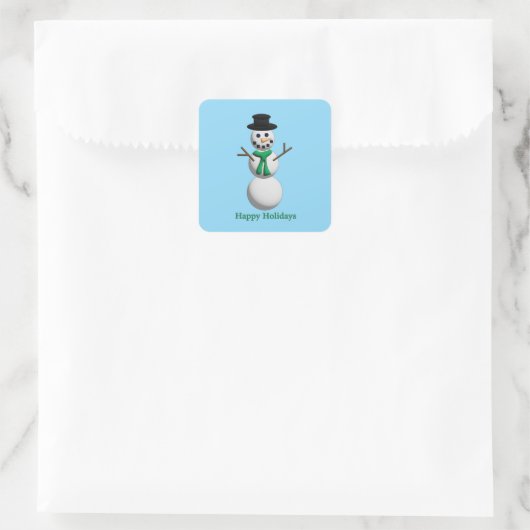 Snowman Party Vierkante Sticker (Tas)