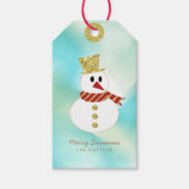 Snowman | Pastel Groen Gradiënt & Goud Cadeaulabel (Voorkant)