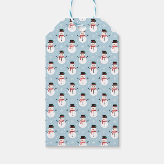 Snowman pattern cadeaulabel (Voorkant)