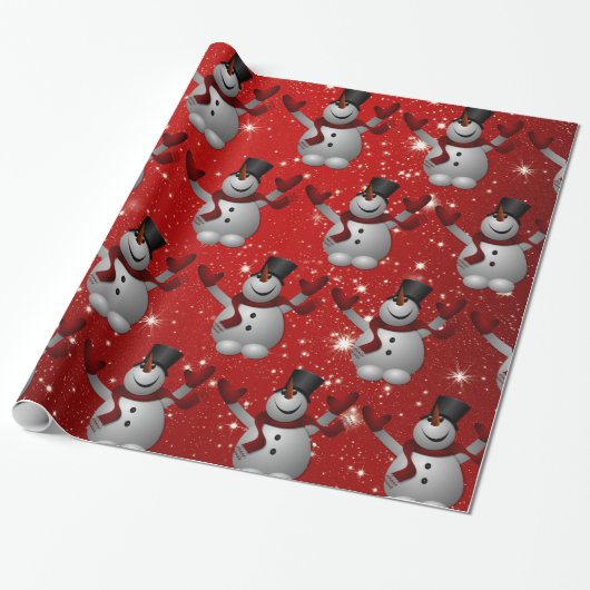 Snowman Pattern Cadeaupapier (Uitgerold)