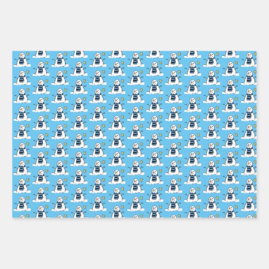 Snowman Pattern Design Wrapping Paper Sheets (Voorkant 3)