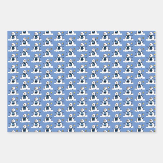 Snowman Pattern Design Wrapping Paper Sheets (Voorkant)
