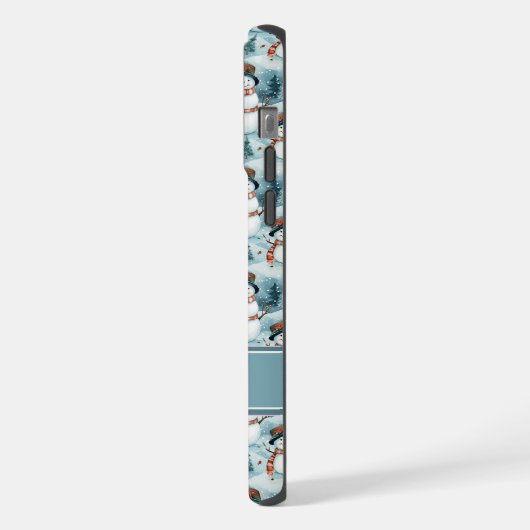 Snowman Pattern Phone Case with Custom Name iPhone Hoesje (Linkerkant)