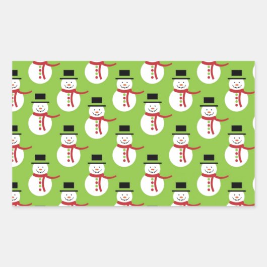 Snowman Pattern Rechthoekige Sticker (Voorkant)
