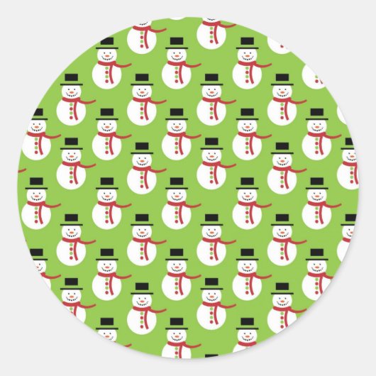 Snowman Pattern Ronde Sticker (Voorkant)