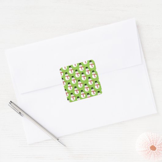Snowman Pattern Vierkante Sticker (Envelop)