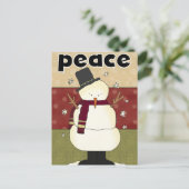 Snowman Peace Holiday Groeten Kaarten Feestdagenkaart (Staand voorkant)