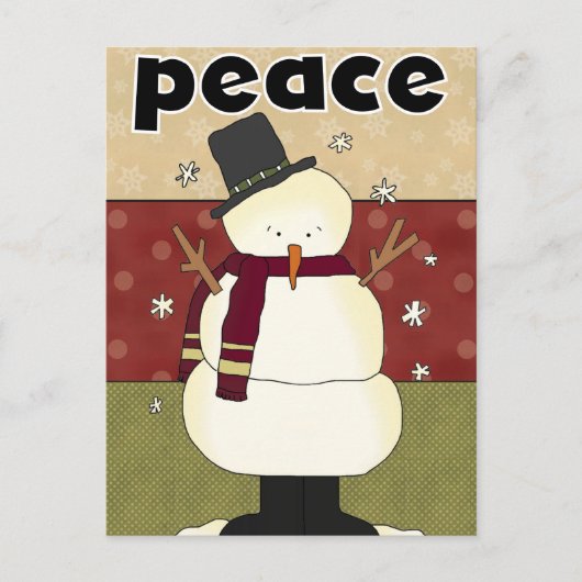 Snowman Peace Holiday Groeten Kaarten Feestdagenkaart (Voorkant)