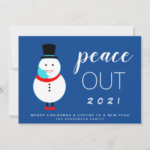 Snowman Peace Out 2021 Grappig kerstfeest Feestdagenkaart