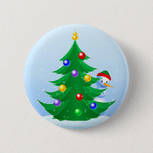 Snowman Peeking Ronde Button 5,7 Cm