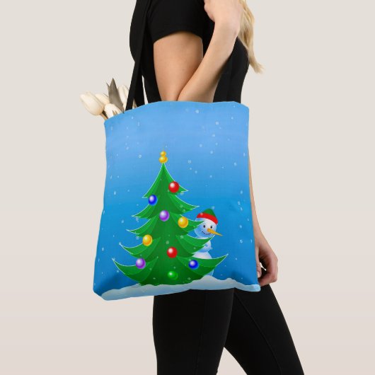 Snowman Peeking Tote Bag (Dichtbij)