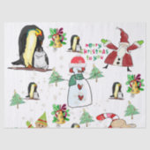 Snowman Penguin, tijdrovend kerstcadeaupapier Tissuepapier (Voorkant)