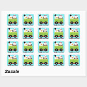 Snowman Penguin Trein Auto Kerstmis Vierkante Sticker (Vel)