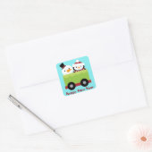 Snowman Penguin Trein Auto Kerstmis Vierkante Sticker (Envelop)