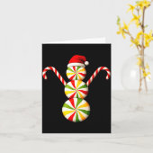 Snowman Peppermint Candies Merry Christmas Pajamas Kaart (Gele Bloem)