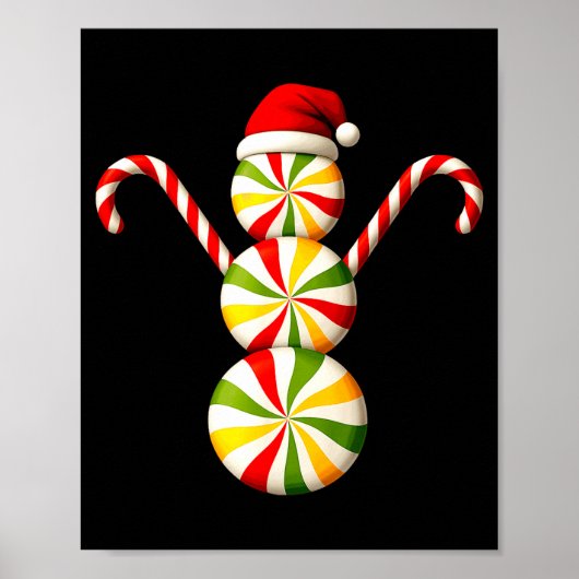 Snowman Peppermint Candies Merry Christmas Pajamas Poster (Voorkant)