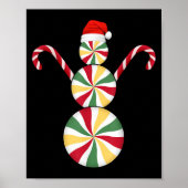Snowman Peppermint Candies Merry Christmas Pajamas Poster (Voorkant)