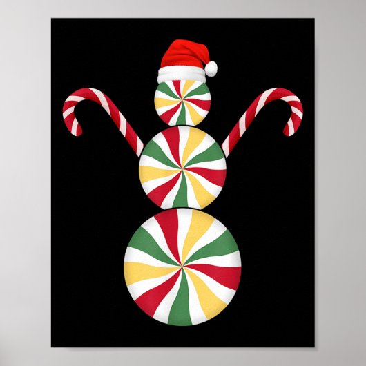 Snowman Peppermint Candies Merry Christmas Pajamas Poster (Voorkant)