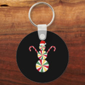 Snowman Peppermint Candies Merry Christmas Pajamas Sleutelhanger (Voorkant)