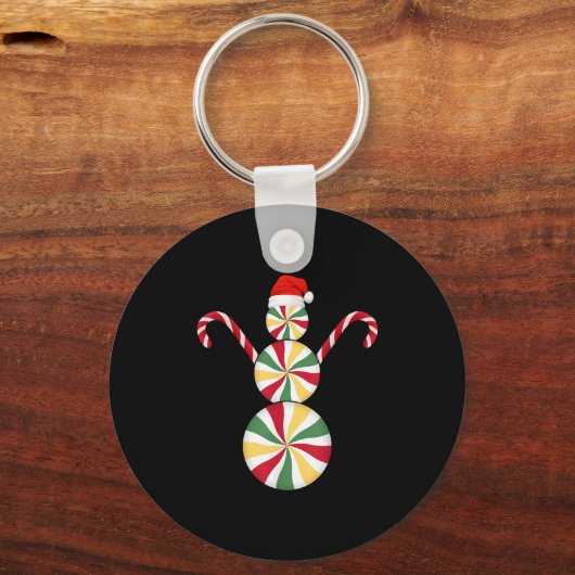 Snowman Peppermint Candies Merry Christmas Pajamas Sleutelhanger (Voorkant)