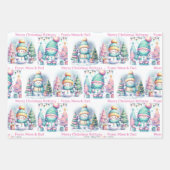 Snowman Personaliseer Roze Naam Meisje Kerstmis 3 Inpakpapier Vel (Voorkant)