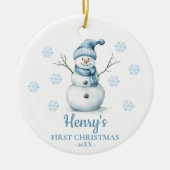 Snowman Personalized Baby's First Christmas Keramisch Ornament (Voorkant)