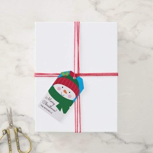 Snowman Personalized Cadeaulabel (Met Touw)