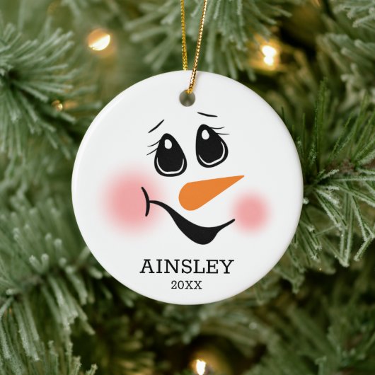 Snowman Personalized Keramisch Ornament (Boom)
