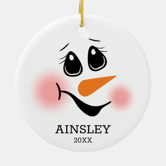 Snowman Personalized Keramisch Ornament (Achterkant)