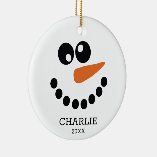 Snowman Personalized Keramisch Ornament (Rechts)