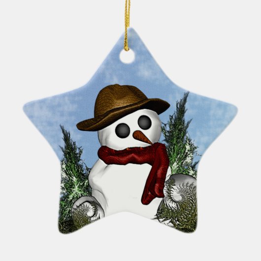 Snowman Personalized Star Ornament (Voorkant)