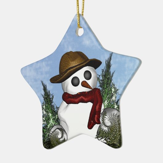 Snowman Personalized Star Ornament (Links)