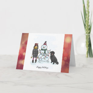Snowman-persoonlijke kaart voor familie- en honden