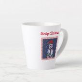 Snowman Pet Scarf glimlachen met kerstlampjes Latte Mok (Rechterhoek)