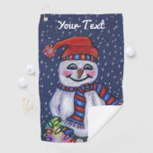 Snowman Pet Scarf Holding String-kerstlampjes Golfhanddoek (Insitu)