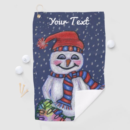 Snowman Pet Scarf Holding String-kerstlampjes Golfhanddoek (Insitu)