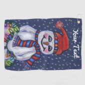Snowman Pet Scarf Holding String-kerstlampjes Golfhanddoek (Horizontaal)