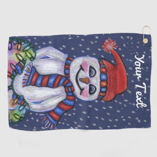 Snowman Pet Scarf Holding String-kerstlampjes Golfhanddoek (Horizontaal)