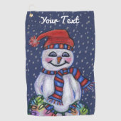 Snowman Pet Scarf Holding String-kerstlampjes Golfhanddoek (Voorkant)