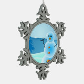Snowman pewter kerstversiering tin sneeuwvlok ornament (Links)