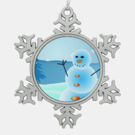 Snowman pewter kerstversiering tin sneeuwvlok ornament