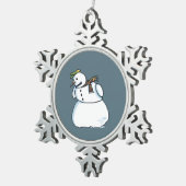 Snowman pewter snewflake kerstversiering tin sneeuwvlok ornament (Rechts)