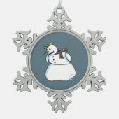 Snowman pewter snewflake kerstversiering tin sneeuwvlok ornament (Voorkant)