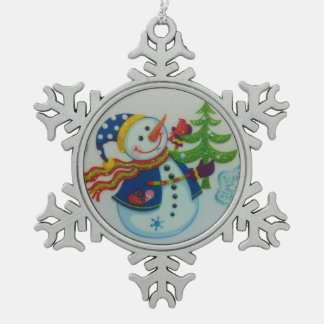 Snowman Pewter Snowflake Decoration Tin Sneeuwvlok Ornament